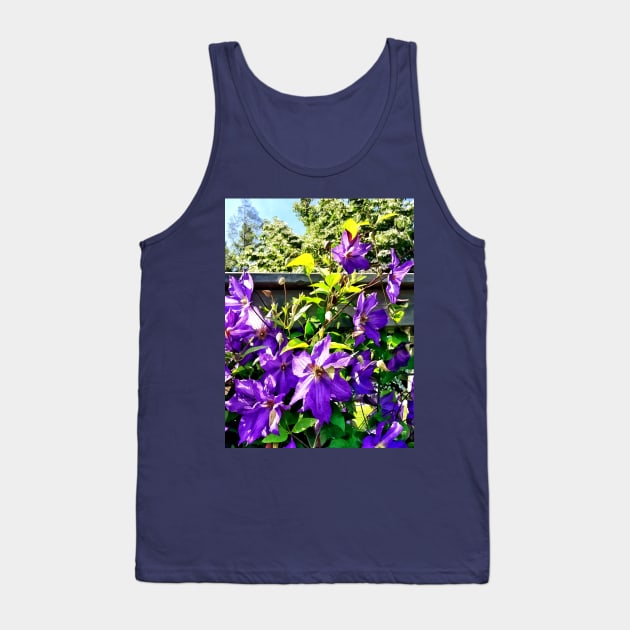 Clematis - Solina Clematis on Fence Tank Top by SusanSavad